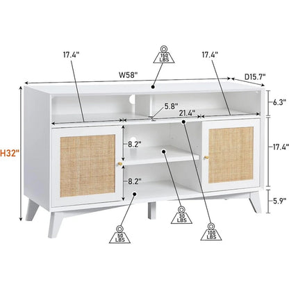Meuble TV moderne du milieu du siècle, meuble TV haut, console TV