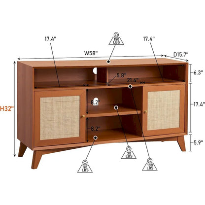 Meuble TV moderne du milieu du siècle, meuble TV haut, console TV