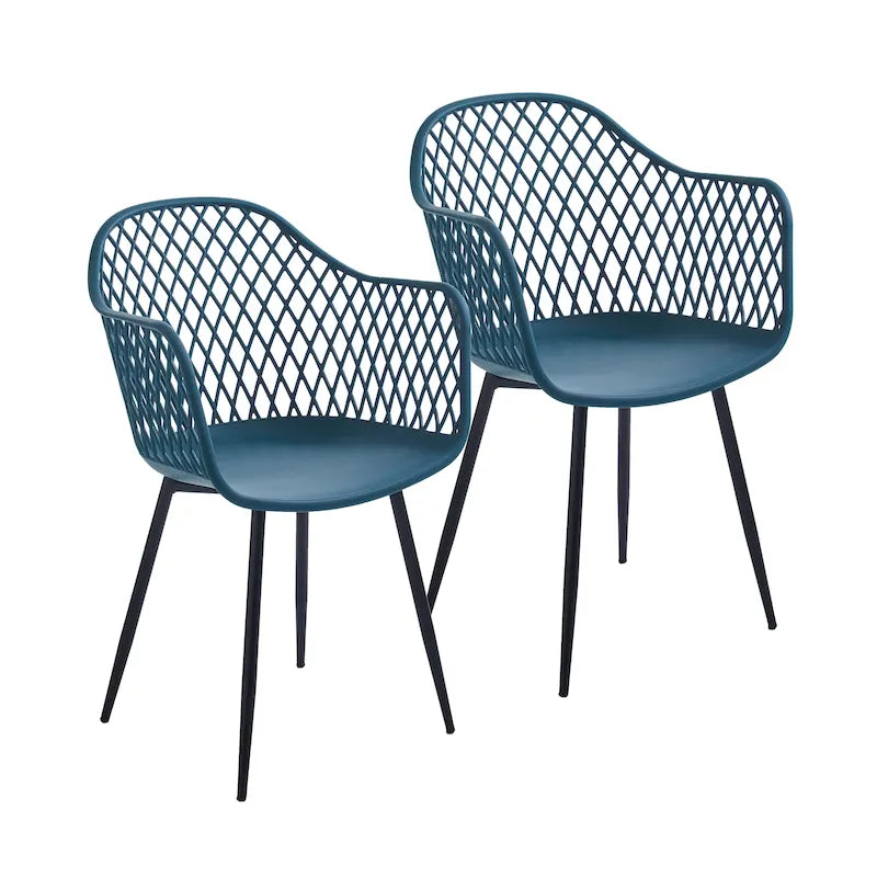 Chaises de salle à manger Porthos Home Mitt en plastique rigide avec pieds en fer (lot de 2)
