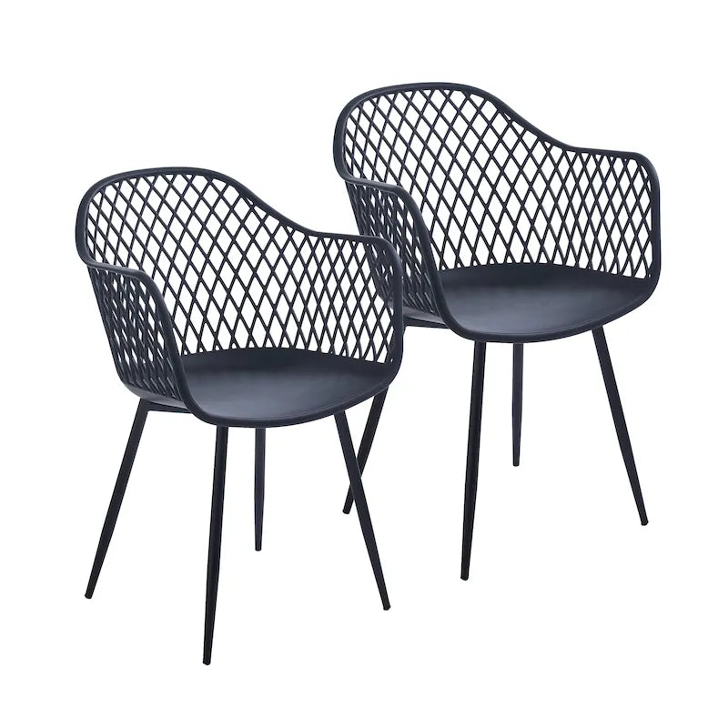 Chaises de salle à manger Porthos Home Mitt en plastique rigide avec pieds en fer (lot de 2)