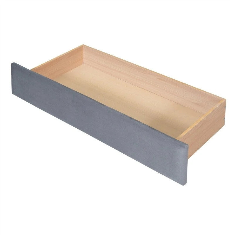 Lit de jour rembourré avec 2 tiroirs de rangement, cadre de lit de jour simple avec accoudoirs de rangement et port USB, cadre de canapé-lit pour chambre à coucher