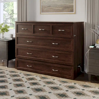 Commode lit escamotable Northfield avec matelas, couleur ambre brûlé