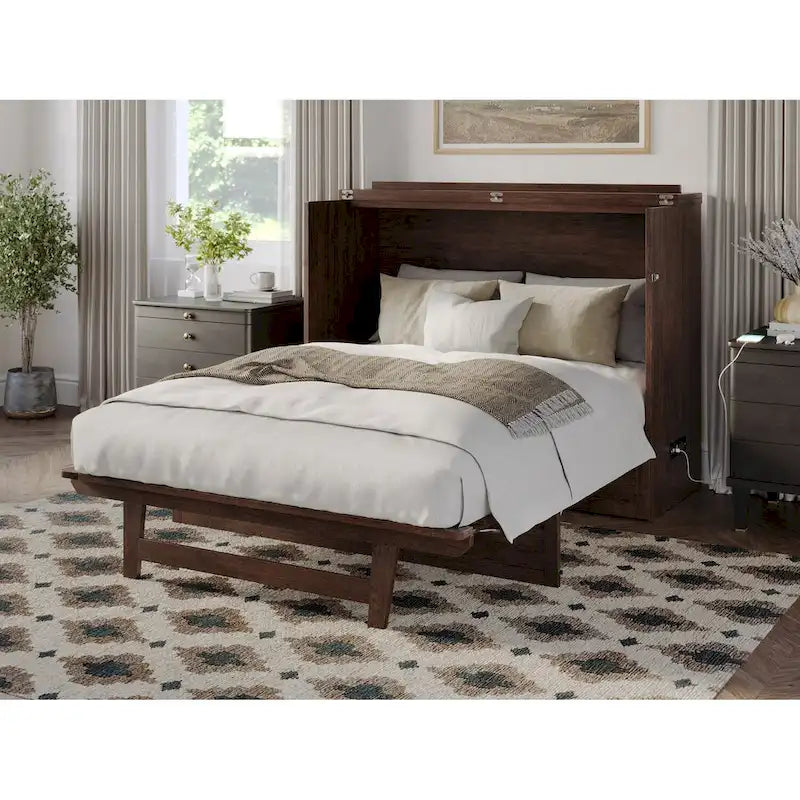 Commode lit escamotable Northfield avec matelas, couleur ambre brûlé