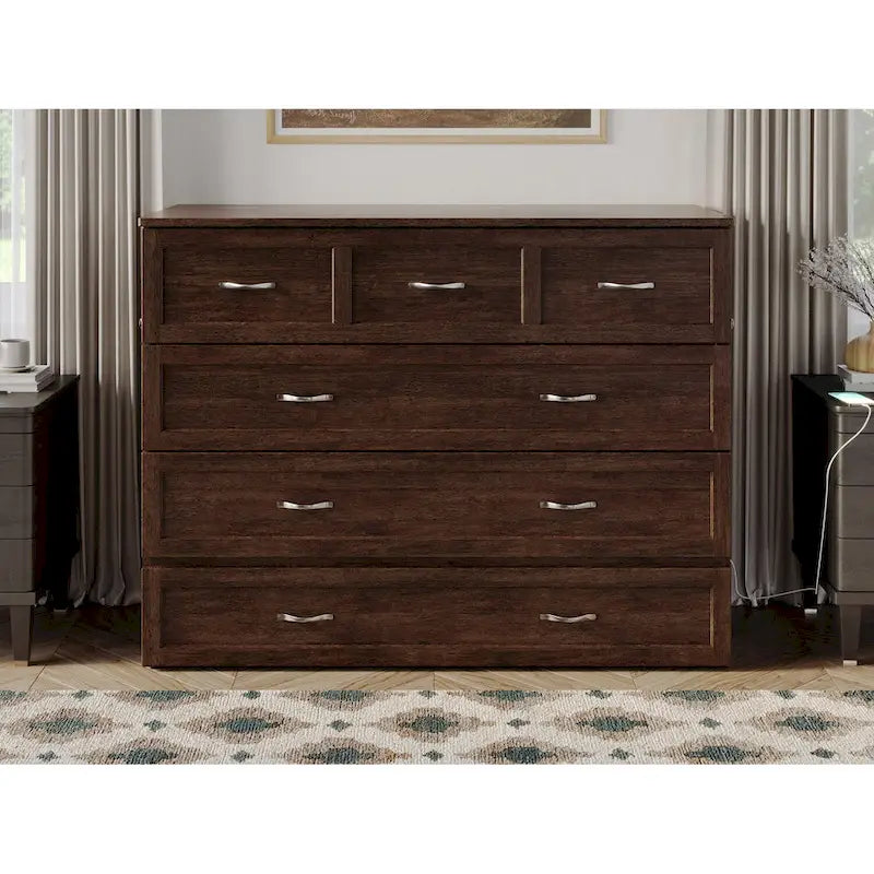 Commode lit escamotable Northfield avec matelas, couleur ambre brûlé