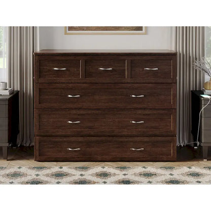 Commode lit escamotable Northfield avec matelas, couleur ambre brûlé