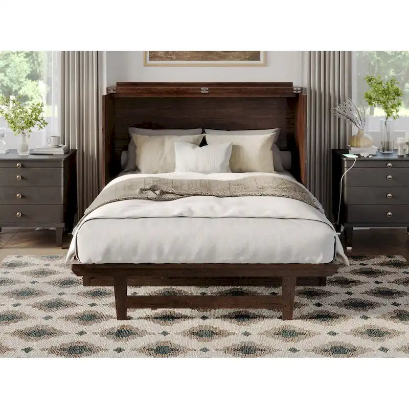 Commode lit escamotable Northfield avec matelas, couleur ambre brûlé