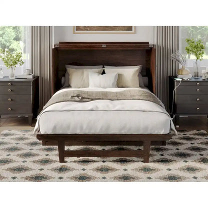 Commode lit escamotable Northfield avec matelas, couleur ambre brûlé