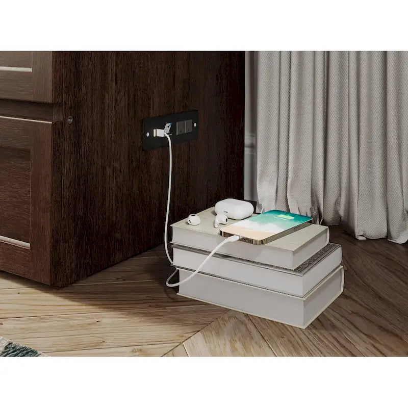 Commode lit escamotable Northfield avec matelas, couleur ambre brûlé