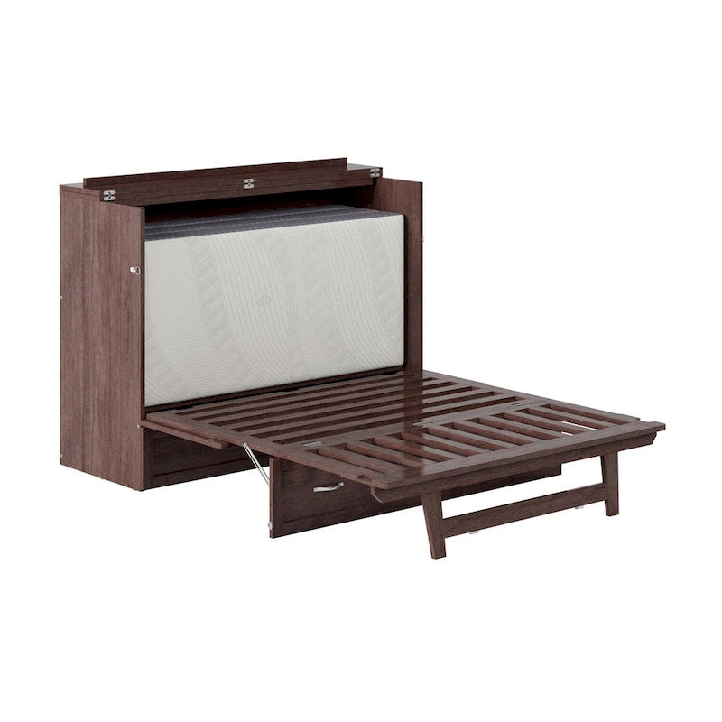 Commode lit escamotable Northfield avec matelas, couleur ambre brûlé