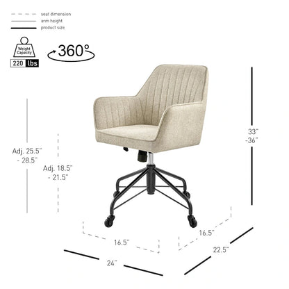 Fauteuil de bureau pivotant en tissu Thompson