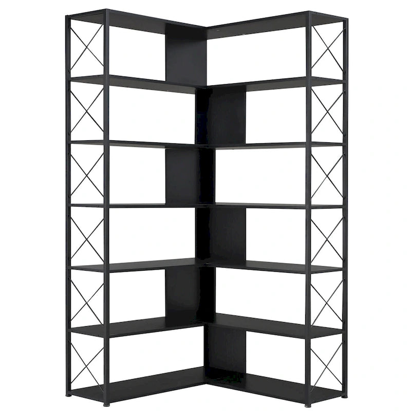 Bibliothèque d'angle en forme de L à 7 niveaux