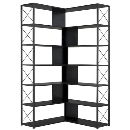 Bibliothèque d'angle en forme de L à 7 niveaux