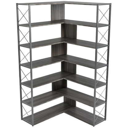 Bibliothèque d'angle en forme de L à 7 niveaux