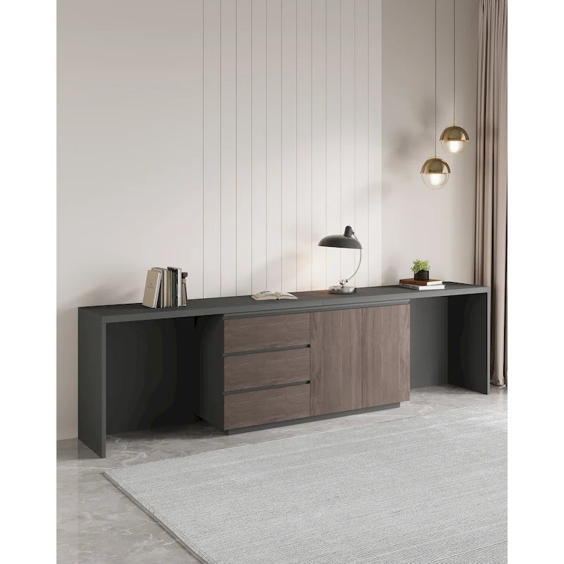 Bureau extensible extra large et moderne avec commode à tiroirs pour le rangement