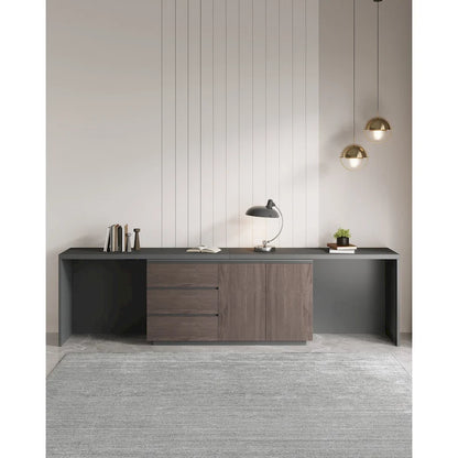 Super Large Modern Home Office Expandable Desk with Drawer Dresser for Storage