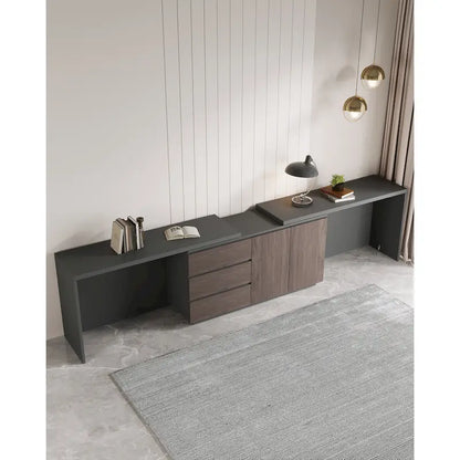 Bureau extensible extra large et moderne avec commode à tiroirs pour le rangement