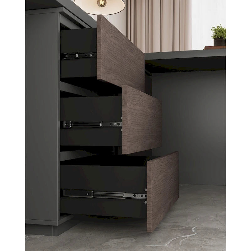 Bureau extensible extra large et moderne avec commode à tiroirs pour le rangement