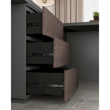 Bureau extensible extra large et moderne avec commode à tiroirs pour le rangement