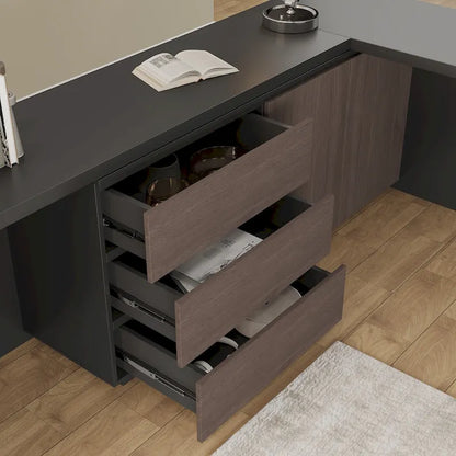 Bureau extensible extra large et moderne avec commode à tiroirs pour le rangement