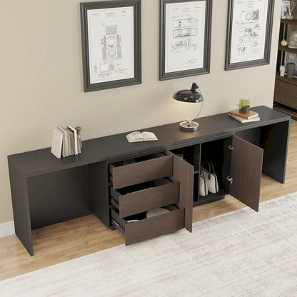 Bureau extensible extra large et moderne avec commode à tiroirs pour le rangement