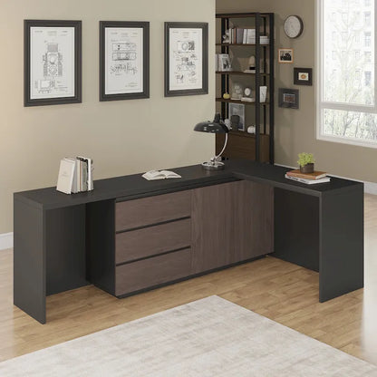 Bureau extensible extra large et moderne avec commode à tiroirs pour le rangement