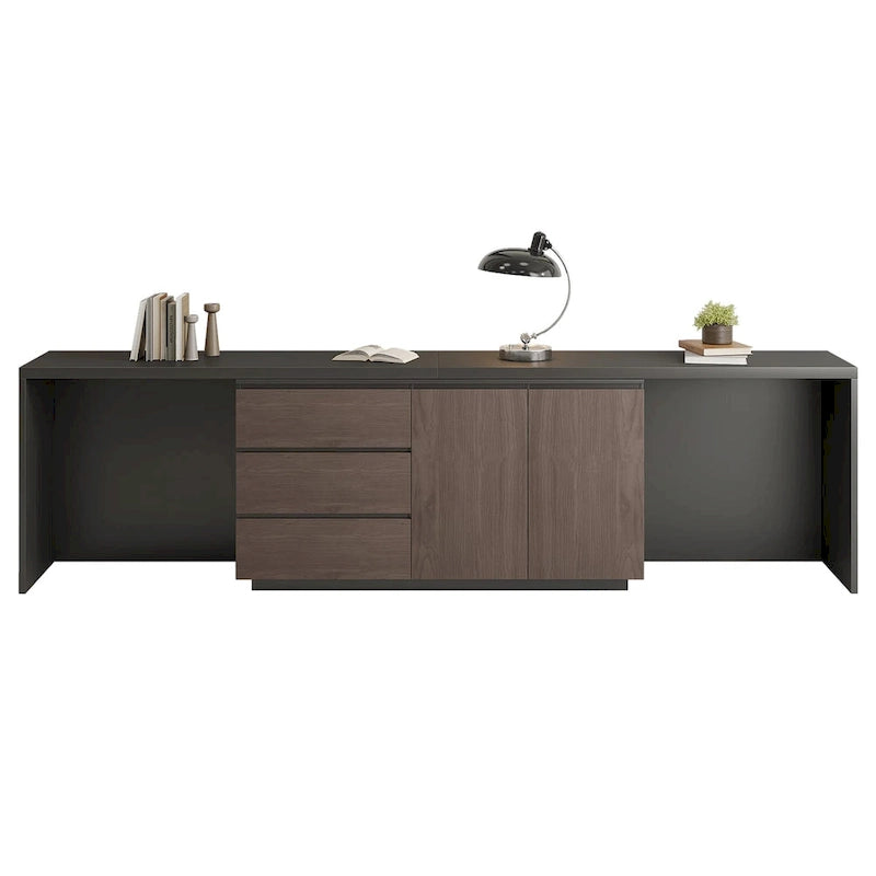 Bureau extensible extra large et moderne avec commode à tiroirs pour le rangement