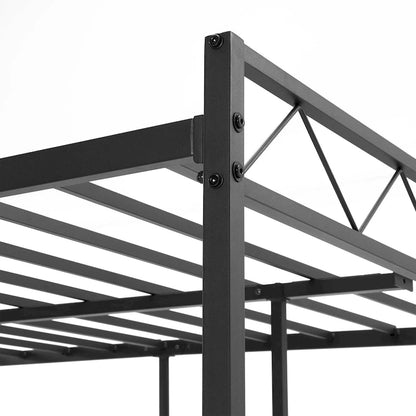 Cadre de lit en métal avec tête de lit en bois brun, sommier non nécessaire