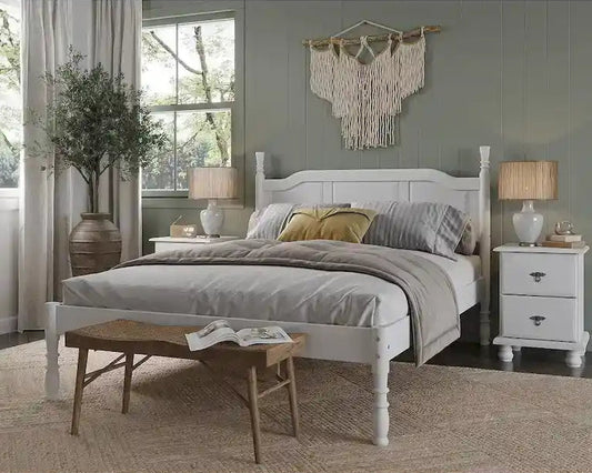 100% Solid Wood Platform Raised Panel Turned Post Kyle Queen Bed by Palace Imports