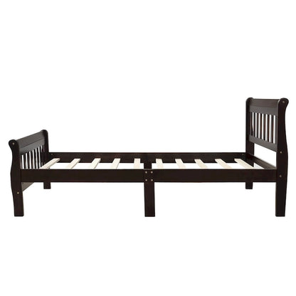 Lit plateforme en bois avec tête et pied de lit