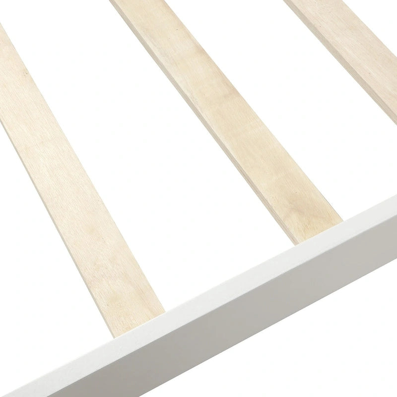 Lit plateforme en bois avec tête et pied de lit