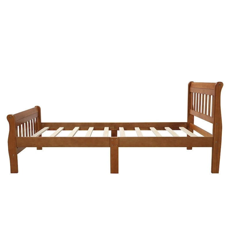 Lit plateforme en bois avec tête et pied de lit