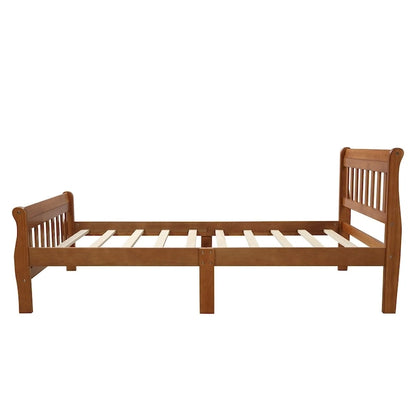 Lit plateforme en bois avec tête et pied de lit