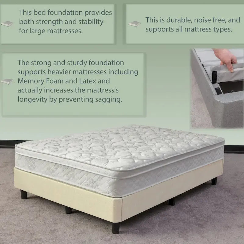 Lit plateforme Onetan 13 pouces avec pieds, beige