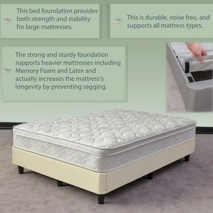 Lit plateforme Onetan 13 pouces avec pieds, beige