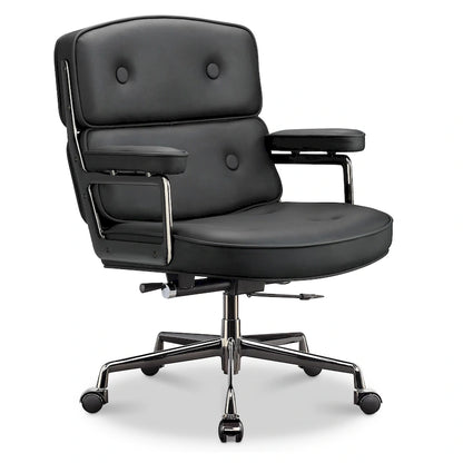Fauteuil de bureau ergonomique en cuir avec soutien lombaire et hauteur réglable, pour hall d'entrée