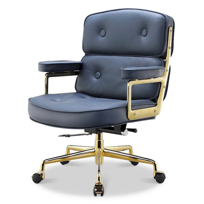 Fauteuil de bureau ergonomique en cuir avec soutien lombaire et hauteur réglable, pour hall d'entrée