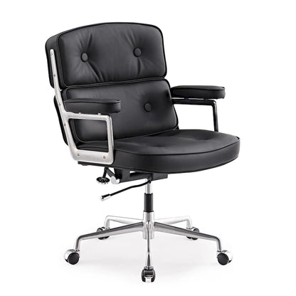 Fauteuil de bureau ergonomique en cuir avec soutien lombaire et hauteur réglable, pour hall d'entrée