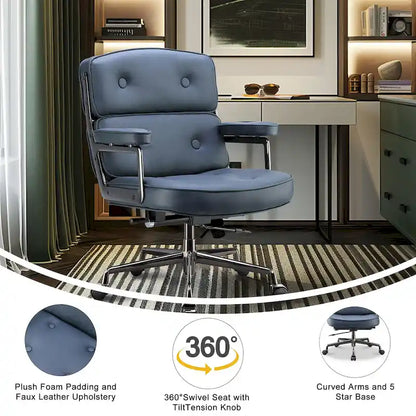 Fauteuil de bureau ergonomique en cuir avec soutien lombaire et hauteur réglable, pour hall d'entrée