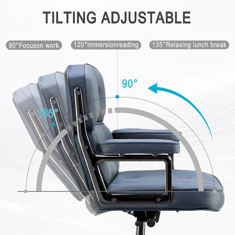 Fauteuil de bureau ergonomique en cuir avec soutien lombaire et hauteur réglable, pour hall d'entrée