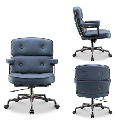 Fauteuil de bureau ergonomique en cuir avec soutien lombaire et hauteur réglable, pour hall d'entrée