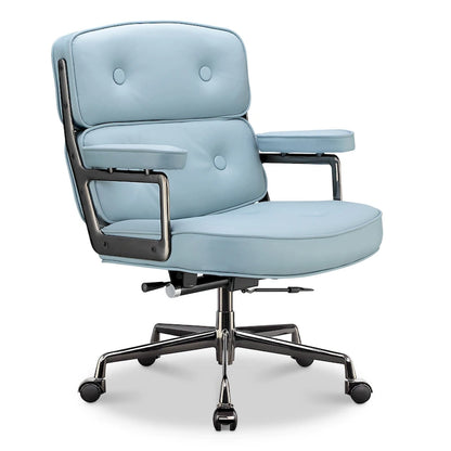 Fauteuil de bureau ergonomique en cuir avec soutien lombaire et hauteur réglable, pour hall d'entrée