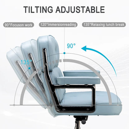 Fauteuil de bureau ergonomique en cuir avec soutien lombaire et hauteur réglable, pour hall d'entrée