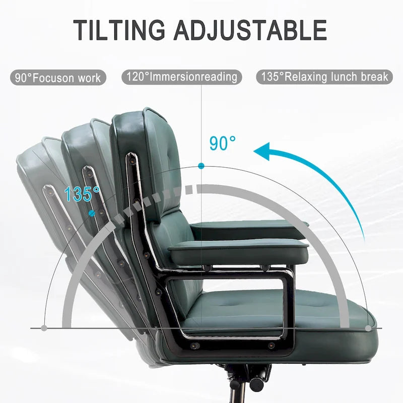 Fauteuil de bureau ergonomique en cuir avec soutien lombaire et hauteur réglable, pour hall d'entrée