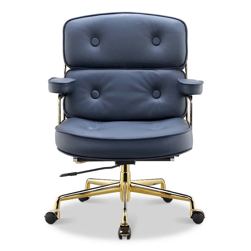 Fauteuil de bureau ergonomique en cuir avec soutien lombaire et hauteur réglable, pour hall d'entrée