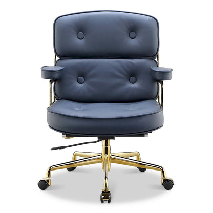 Fauteuil de bureau ergonomique en cuir avec soutien lombaire et hauteur réglable, pour hall d'entrée