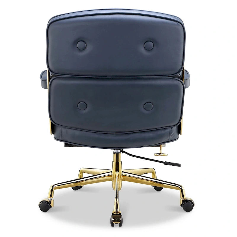 Fauteuil de bureau ergonomique en cuir avec soutien lombaire et hauteur réglable, pour hall d'entrée