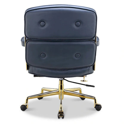 Fauteuil de bureau ergonomique en cuir avec soutien lombaire et hauteur réglable, pour hall d'entrée
