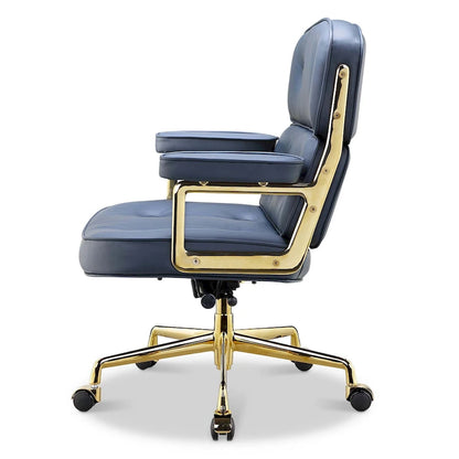 Fauteuil de bureau ergonomique en cuir avec soutien lombaire et hauteur réglable, pour hall d'entrée