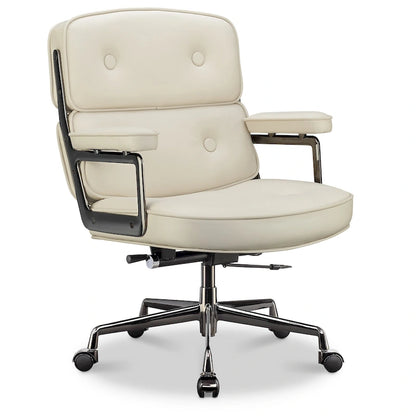 Fauteuil de bureau ergonomique en cuir avec soutien lombaire et hauteur réglable, pour hall d'entrée