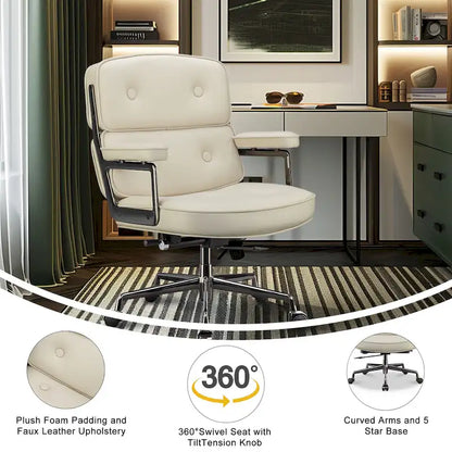 Fauteuil de bureau ergonomique en cuir avec soutien lombaire et hauteur réglable, pour hall d'entrée